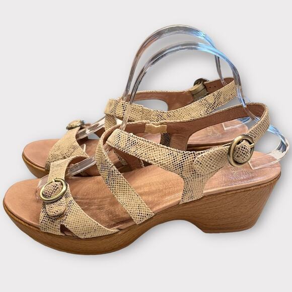 DANSKO JULIE Ladies Taupe Snakeskin Sandals Size EU 41  (#1464 ) US 10.5-11 - Picture 1 of 8